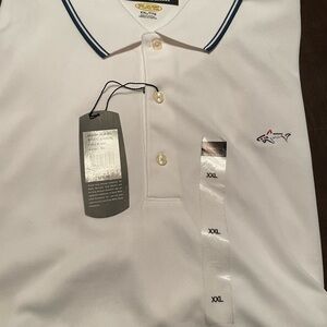 NWT Greg Norman Collection White Polo with Embroidered Shark Logo